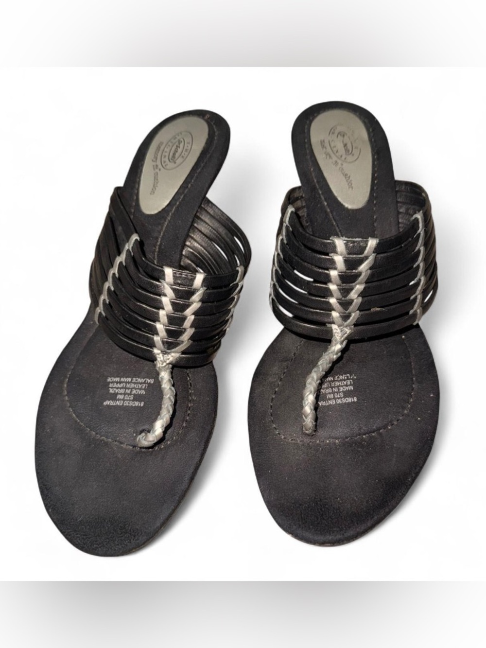 Dr. Scholl's Black Braided Toe-Post Multi-Strap Sandals
